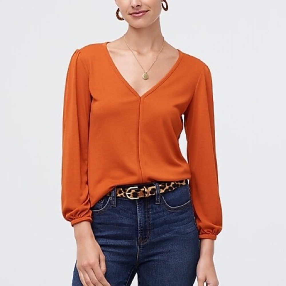 NWT J Crew Orange V-Neck Top